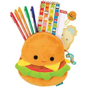 Fashion Angels Squishmallows All About Carl The Cheeseburger Stationery Set  Includes Carl Pencil Pouch - 1200+ Squishmallows Stickers - Activity Journal - 5 Gel Pens, Sticky Notes and More!
