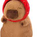 Capibara Plush Cute Capibara Stuffed Animal Kawaii Plush with Strawberry Hat Capibara Gifts Cute Plush Pillow Soft Toy Gifts for Kids Boys Girls 12 Inch