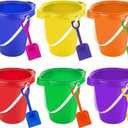 Large Sand Bucket Pail with Shovel, 7'' Large Size Sand Water Bucket for Beach Fun Great Summer Party Accessory(5 Buckets + 5 Shovels)