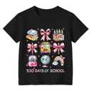 100 Days of School Shirt for Kids School Tshirt-Toddler Happy 100th Day Short Sleeve Boys Girls Gift Tees Tops (Black)3T