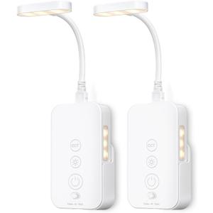 Ellasay Wall Mounted Reading Light: Rechargeable Portable Book Light with USB Output &Timers Function - Eye Care for Kids Study in Bedside 2 Set (White)
