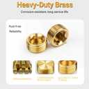 20 PCS Brass Pipe Plug Kit  1/4", 3/8", 1/2" NPT Male Hex Head Counter Sunk Plugs, Threaded Fittings for Plumbing, Air Compressor, Hydraulic & Industrial Use