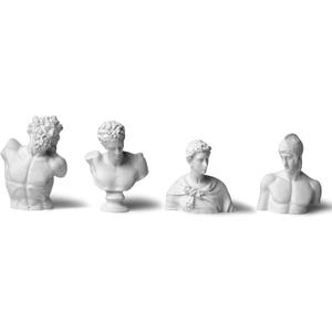 TRANSGOOD 4Pcs/Set Classic Mini 2.7 Greek Bust Resin Sculptures and Statues, Home Dcor, Mini Statues Decor for Shelves, Laocoon Hermes Ares St. George, Greek Mythology Decor