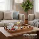 Krismax Wooden Serving Tray with Handles, Rustic Brown Rectangular Serving Platter 15.7x11.4 Inch for Coffee Table, Decorative Storage Tray