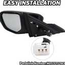 Driver Side Mirror Compatible With 2016 2017 2018 2019 2020 2021 Honda Civic LX SE Sport,Mirror with Power Glass,Non-Heated,Manual Folding