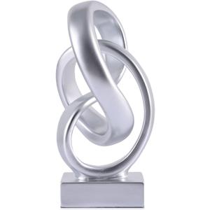 Silver Knot Decor for Coffee Table Book,Abstract Art Mid Century Modern Decor for Bookshelf Entryway TV Stand,Minimalist Knot Sculpture for Home Living Room,Centerpiece Table Decorations (Silver)
