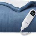 Bedsure Heated Blanket Throw Blanket - Fast Heating Electric Blanket, Soft Flannel Heated Throw with 4 Time Settings, 6 Heating Settings, Warm Gifts for Grandma (50x60 inches, Blue)