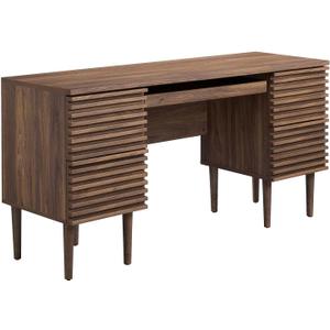 Modway Render Mid-Century Modern, Office Desk, Walnut, 61"D x 19"W x 30"H