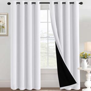 H.VERSAILTEX Blackout Curtains for Bedroom 100% Black Out Living Room Curtains, 84 inch Long Patio Curtains for Sliding Doors, Energy Efficiency Window Curtain Panels 1 Piece, Pure White