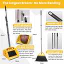 Commercial Broom and Dustpan Set, Jumbo Lobby Debris Dustpan (14inch*14inch), Heavy Duty Broom (14inch Width),for Indoor and Outdoor Cleaning,2 Sets, Yellow