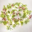 Christmas Garland with Lights 5.9Ft Christmas Garland with Red Berries Green Holly Leaves Pre Lit Garland for Indoor Xmas Decoration Battery Operated Lighted Garland for Mantle Fireplace Stair (1 Pack Red Berry Garland)