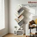 XBurmo 6 Tier Tree Book Shelf - Small Bookshelf Decor, Corner Bookshelf, Living Room Storage, Tall Narrow DVD & CD Shelf Storage Bookshelves, Comic Bookcases Standing for Bedroom or Office, White