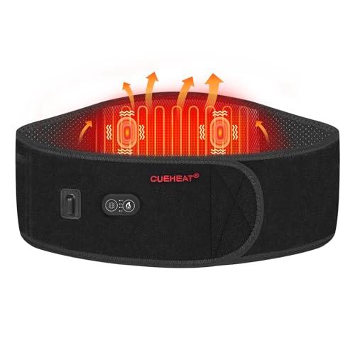 CUEHEAT Heated Waist Belt - Cordless Heating Pad for Low Back, Electrical Heating and Massage, Rechargeable Battery Powered (Black, 49 inches)