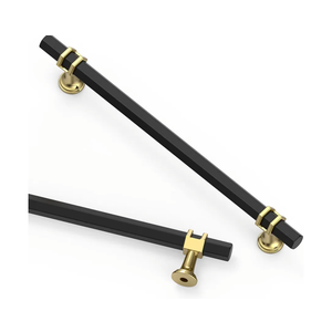 10 Pack 7.5 Inch(192mm) Matte Black and Gold Kitchen Cabinet Handles, Cabinet Pulls Kitchen Cabinet Hardware for Cupboard Drawer Pulls