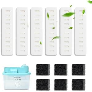 12Pcs Pet Fountain Filters Replacement Compatible with Meonlala 68oz/2L Cat Water Fountain(6 Sponge+6 Resin Filters)