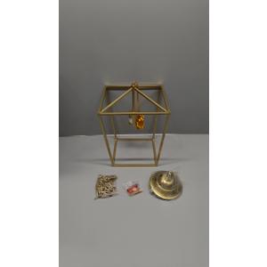 ANJIADENGSHI Lantern Pendant Light Lantern Iron Cage 1 E26 Bulbs Gold Chandelier for Dining Room Kitchen(Bulbs Not Included)