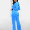 SMSN Women Sweatsuits Set Velvet 2 Piece Tracksuit Outfits Velour Jogging Long Sleeve Sweat Hoodie and Sweatpants Set (Blue, XL)