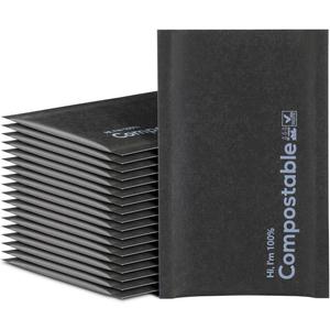4x8 100% Biodegradable Bubble Mailers,25 Count Kraft Black #000 Compostable Padded Packaging Wrap Envelopes Pouches Eco Friendly Self Seal Bags