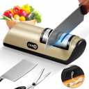 Rechargeable Electric Knife Sharpener, Compact Cordless Knife Sharpener with Diamonds for Steel Knives and Fruit Knife, 2 Stage Automatic Knife Sharpening Helps Restore & Polish Blades Quickly