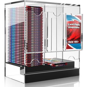 Booster-Pack-Dispenser with Black Base Premium 3-Slot Acrylic Card Pack Dispenser Organize & Display PKMN, MTG, Sports Cards - Stackable TCG Storage (108+ Packs)