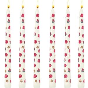 6 Pack Unscented Taper Candles, Hand-Poured 10 Inch Ivory Candlesticks, Dripless and Smokeless Decorative Candles with Rose Cupcake Pattern, 6-7 Hour Burn Time