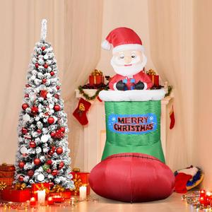 Christmas Inflatables Outdoor Decorations 5.4 FT, Oscok Inflatable Santa Claus Christmas Blow Up Yard Decorations with Built-in LED Lights Santa, Xmas Decoration for Garden Indoor Lawn Holiday