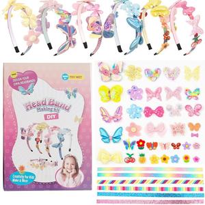 6 Hair Bands 36 Accessories Gifts Butterfly Flower DIY Headband Making Kit Crafts for 5 Year Old Girls
