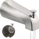 Universal Bathroom Tub Spout with Metal Tub Spout Cover Ring, 5 1/4 Inches Reach Wall Front Mount Faucet with Shower Diverter 1/2 IPS Inside Thread(Brushed Nickel)