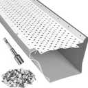 LeafTek Gutter Guards for Leaves 6" x 200' White  Heavy-Duty Premium Aluminum Gutter Cover System with Vented Raised Ridge  DIY-Friendly Leaf Guard  USA Made  Lifetime Protection