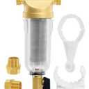 Spin Down Sediment Filters, 40-50 Micron Reusable Water Prefilter System, 3/4" MNPT,BPA-Free Lead-Free Heavy Duty Brass