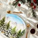 2 x ceiba tree Christmas Oval Paper Plates 30Pcs Bulk Snowflake Paper Platter Disposable Snow Winter Forest Green Pine Tree Dinnerware Winter Frost Dinner Plates for Home Holiday Party Favors Supplies