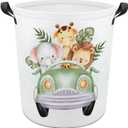 Cartoon Baby Laundry Basket Boys Room Decor Elephant Giraffe Hampers Boys Hamper Clothes Toy Storage Bin Jungle Decor (Animal)