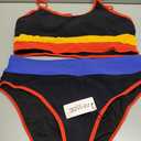 AI'MAGE Women's High Waisted Bikini Sets Two Piece Tummy Control Swimsuits 2025 Color Block Sporty Ribbed Bathing Suits, Black Blue, XL