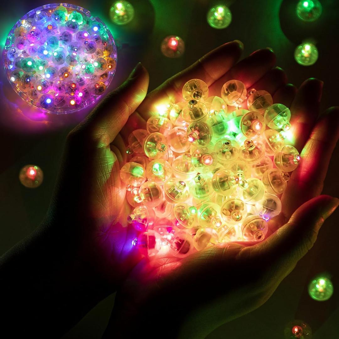 50pcs Balloon Lights Mini Led Lights Round Long Standby Time Ball Lamps Paper Lantern Balloons Lamps for Birthday Party Christmas Halloween Decoration Rainbow