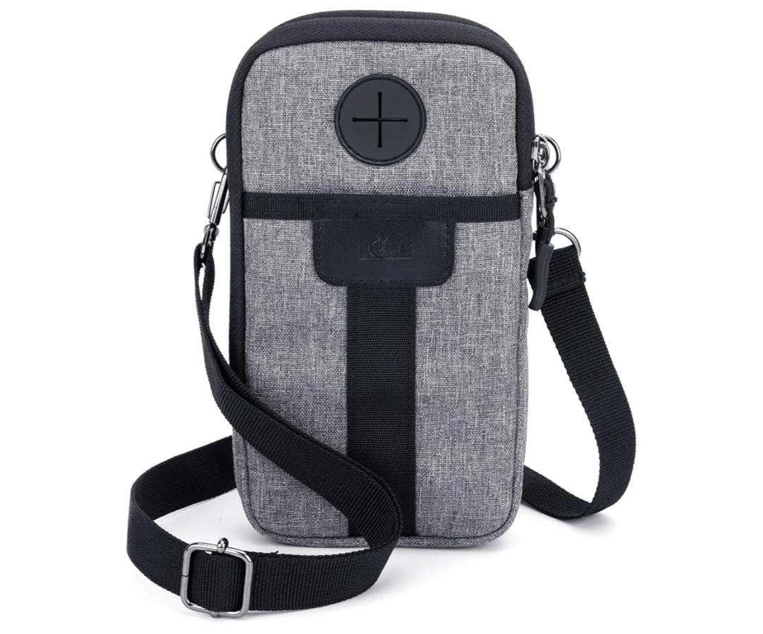 Travel Cell Phone Pouch Belt Pouch, Dual Phone Holster Crossbody Bag with Shoulder Strap for iPhone 17 16 15 14 Pro Max Case Holder with Neck Lanyard Smartphone Walking Passport Wallet