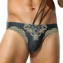 Arjen Kroos Mens Swim Briefs Sexy Bathing Bikini Printed Quick Dry Swimsuit with Drawstring for Men XL