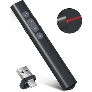 USB-A/USB-C Presentation Clicker for PowerPoint Presentations Pointer, Wireless Presenter Remote, Google Slide Advancer Projector Smart Board Slideshow PPT Clicker for Mac/Laptop/Computer/Office USB-A/USB-C Presentation Clicker for PowerPoint Presentations Pointer, Wireless Presenter Remote, Google Slide Advancer Projector Smart Board Slideshow PPT Clicker for Mac/Laptop/Computer/Office