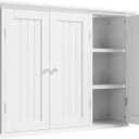 ChooChoo Bathroom Wall Cabinet with 3 Doors, Laundry Cabinet Wall Mounted, Medicine Cabinet with Adjustable Shelves, Hanging Kitchen Cupboard Organizer, White, 9.06"D x 31.1"W x 23.4"H
