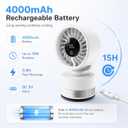 Portable Desk Fan, 2000mAh Rechargeable Battery Operated Small Table Fan with LED Display, 3 Speeds, 90 Adjustable Tilt, Quiet Personal Mini Air Circulator for Home Office Bedroom Camping Travel