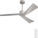 WINGBO 52" DC Ceiling Fan without Lights, Bruhsed Nickel Ceiling Fan with Remote, 3 ABS Plastic Blades, 6 Speed Reversible DC Motor, Ceiling Fans No Light for Kitchen Bedroom Living Room (Brushed Nickel)