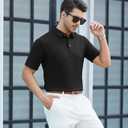 SAMERM Mens Knit Polo Shirts Short Sleeve Textured Casual Polo Shirt Fashion Stylish Lightweight Breathable T Shirt for Men (Gray, XL)