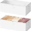 SpaceAid 2 Pack 10" High Under Bed Storage Containers, Large Underbed Storage Organizer Bins with Lids for Bedroom, Dorm, Clothes, Closet Organization, Bed Sheets and Blankets (White)