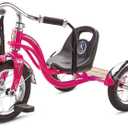 Schwinn Roadster Bike for Toddler, Kids Classic Tricycle, Low Positioned Steel Trike Frame w/ Bell & Handlebar Tassels, Rear Deck Made of Genuine Wood, Boys and Girls Ages 2-4 Year Old, Bright Pink