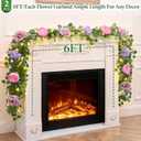 Livole 2Pcs 12 FT Artificial Flower Garland with Lights Pink Fake Roses Peony Floral Garland with Eucalyptus Flower Hanging Vine for Wedding Arch Table Centerpieces Backdrop Party Home Decor