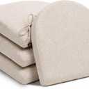 Memory Foam Chair Cushions for Dining Chairs, 2.5" Thick Seat Cushions for Kitchen Chairs, D-Shaped Chair Pads with Washable Cover, Ties and Non Slip Backing, 17'' x 16'', Set of 4, Beige, 4 Count