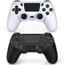 Wuthur 2 Pack Wireless Controller Compatible with PS4 / Pro/ Slim (Black & White)
