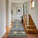 B BENRON Hallway Runner Rug 2 x 8, Non-Slip Western Runners for Bedroom Kitchen, Accent and Tribal Style Long Rugs Washable, Grey (Millennial Gray)