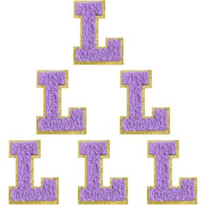 2 x 6Pcs Self Adhesive Chenille Letter Patches Preppy 2inch A-Z Varsity Letter Patches Sew On Embroidered Repair Patch for Clothes Hats Bags Letter Stickers for Laptop Fridge DIY Gift (Purple L)