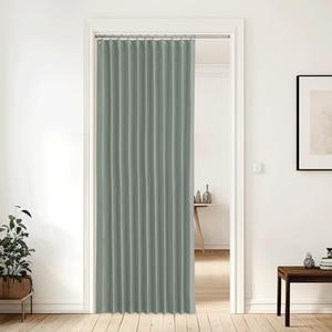 NICETOWN Closet Curtain for Open Closet, Door Curtain for Doorway, Thermal Insulated Privacy Blackout Grommet Drape 80 inches Long for Room Divider, 1 Panel, Sage Green, 60 x 80 Inch