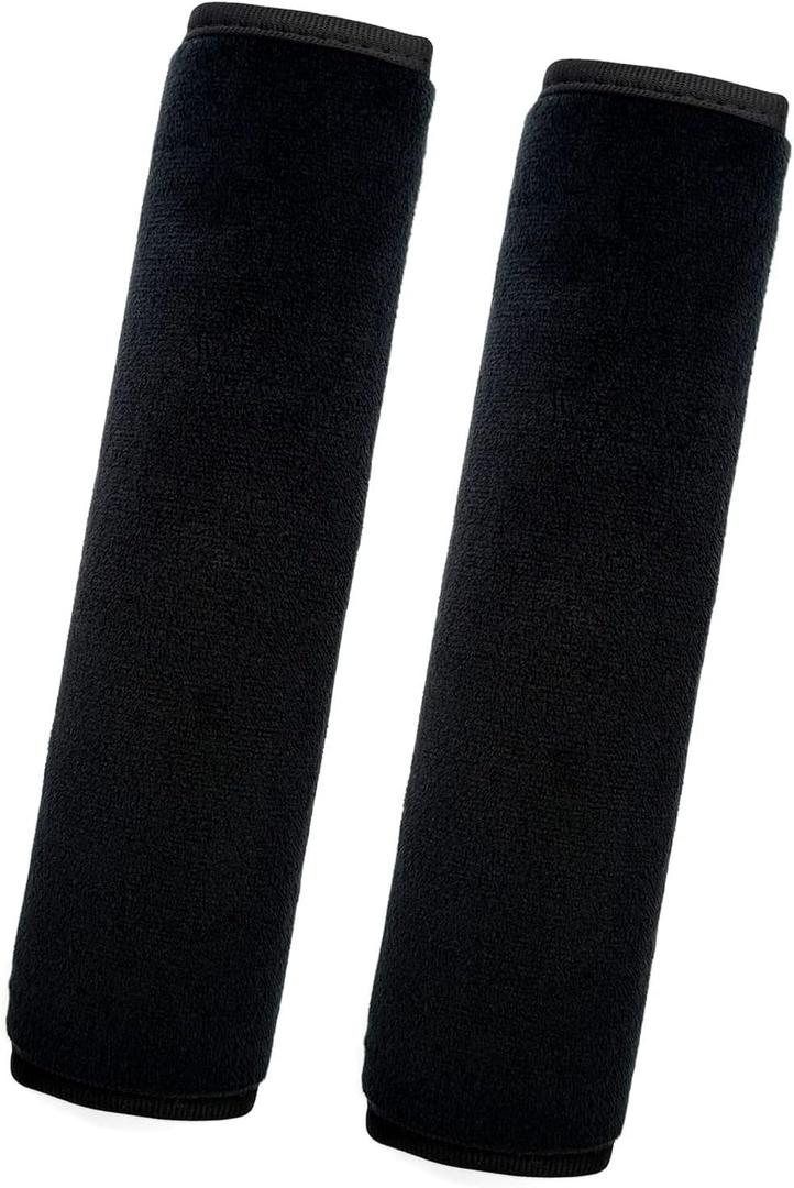 Medsuo 2 Pack Universal Soft and Comfortable Car Seat Belt Pads Harness Pads Pram Strap Covers Backpack Shoulder Pad Automotive Seat Belt Cushion Pad Cover for Kids and Adults - Black